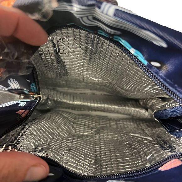 Llama Insulated Lunch Box Navy Blue Pastel Cartoon Llamas Zipper 8” x 9” x 5” - Picture 5 of 9